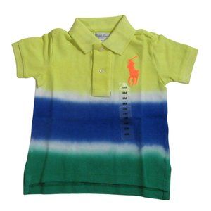 Ralph Lauren Polo Baby Boys Short Sleeve Dip Dye Shirt Yellow / Blue/ Green